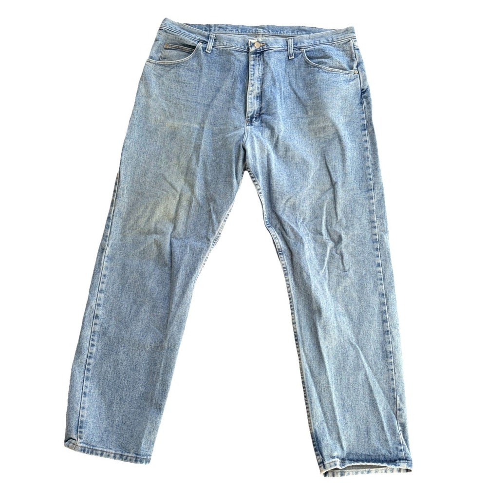 Vintage Wrangler Jeans Mens 42x32 Denim Relaxed Fit Workwear Grunge Light Wash - Picture 2 of 10